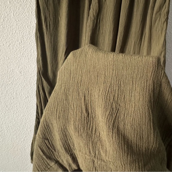 DIP Gauzy Wide Leg Pants Medium Olive Green Bohemian Aesthetic - Picture 9 of 14